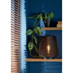 Tafellamp Barzio mat zwart rond 29cm 1-lichts