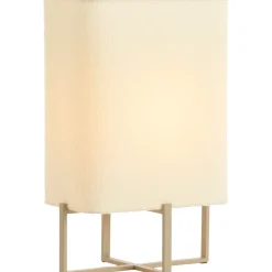 Tafellamp Focate taupe rechthoek hoog ecru 1-lichts