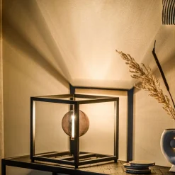 Tafellamp Tiamo zwart staal 28x28 cm