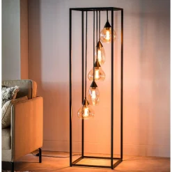 Vloerlamp frame amber glas 5-lichts - Lungo