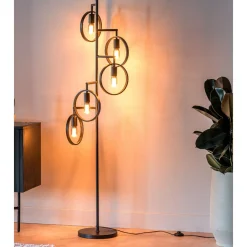 Vloerlamp Girare zwart metaal 5-lichts