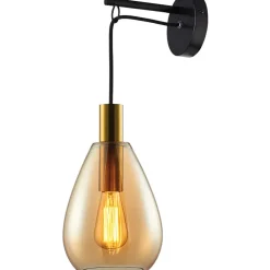 Wandlamp Felinio amber glas 1-lichts hangend