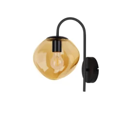 Wandlamp Macato zwart amber glas 1-lichts