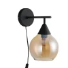 Wandlamp zwart amber glas 17,8 cm - Lungo