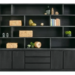 Wandmeubel Lavio eiken 242 cm zwart