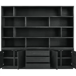 Wandmeubel Lavio eiken 242 cm zwart