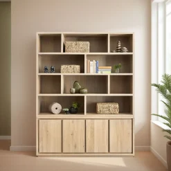 Wandmeubel Lavio eiken 164 cm naturel grijs