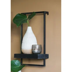 Wandplank Pardal hout metaal 50x30 cm zwart